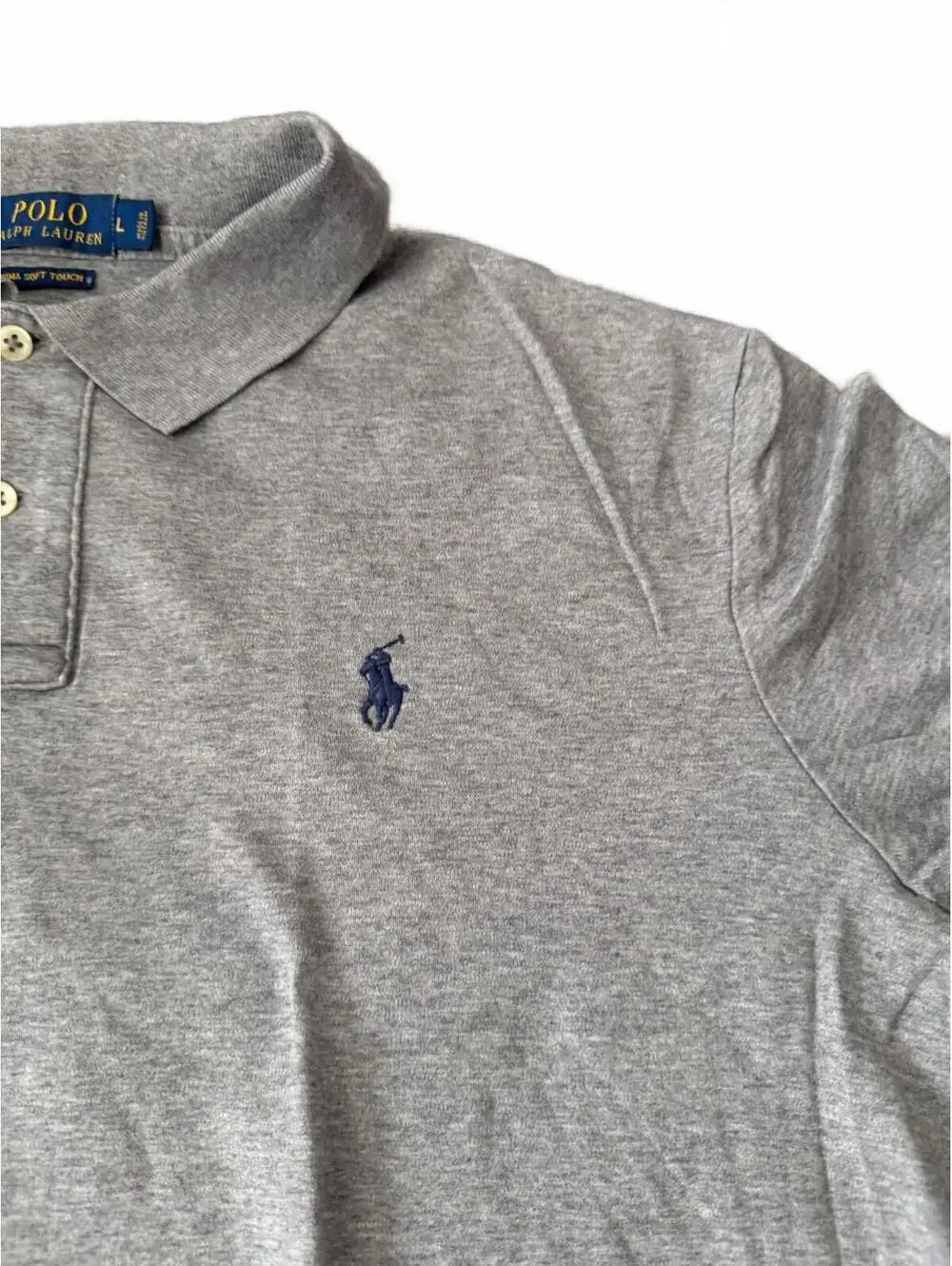 Polo Ralph Lauren Pima Soft Touch Polo Shirt Gray Blue Pony Men’s Large L